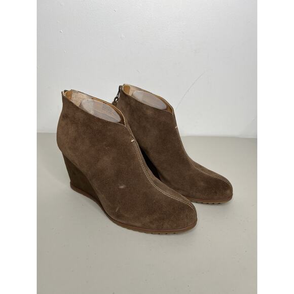 KORKS Kork-Ease Wedge Brown Suede Leather Boot Bootie Women’s Size 9.5 - Picture 1 of 9